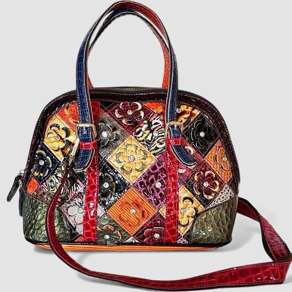 Segater Genuine Leather flower Large Shoulder Bag Crossbody Tote Patchwork Boho - Picture 6 of 12